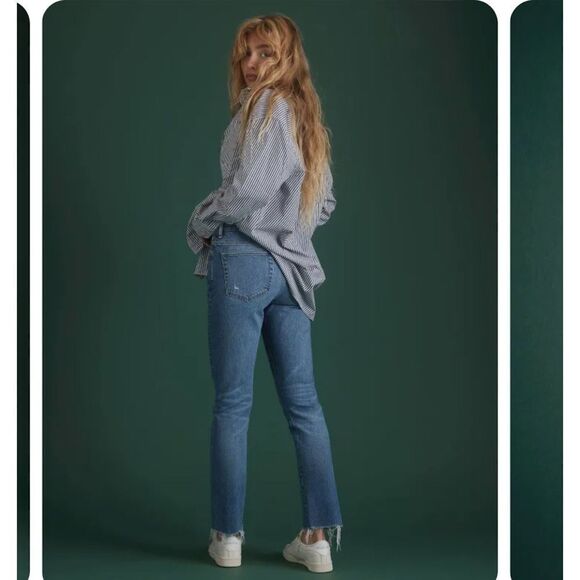 WOMEN’S SIZE 10 REG AMERICAN EAGLE DISTRESSED STRAIGHT 77 JEANS - Picture 2 of 10